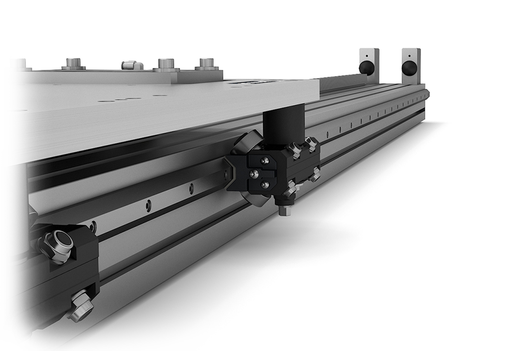 Rack and pinion driven actuators with different guiding systems